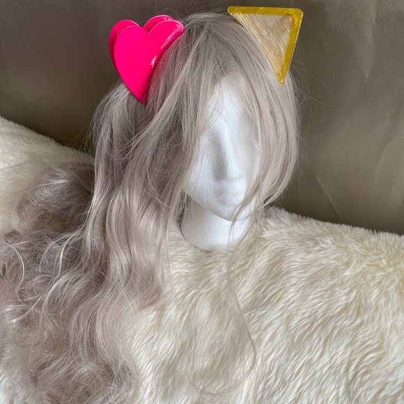 BP Jumbo Geometric Hair Clip Set Neon Pink & Yellow - Picture 6 of 15